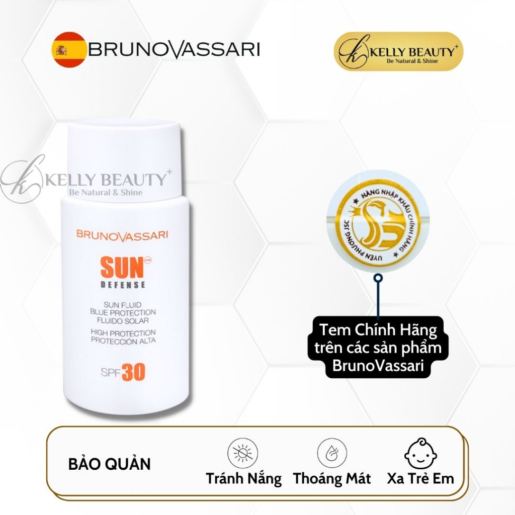 Kem Chống Nắng Ánh Sáng Xanh Sun Fluid Blue Protection SPF 30 - Bruno Vassari | Kelly Beauty