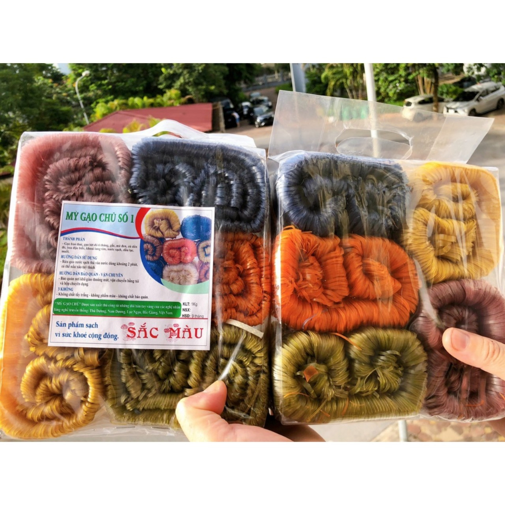 Mì chũ ngũ sắc đặc sản Bắc Giang 8 vắt mì/8 màu healthy, tốt cho sức khoẻ