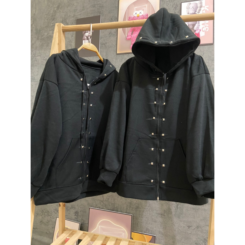Áo Khoác Đinh Đính Đá Cao Cấp From Dáng Boy Phố- Áo KHoác Nam Nữ From Unnisex Hottrend 2023