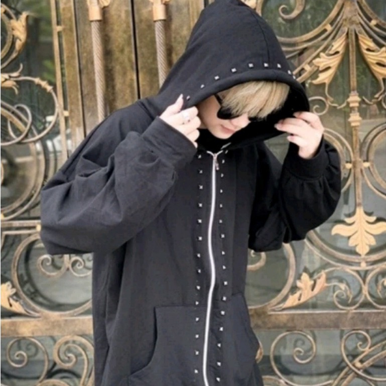 Áo Khoác Đinh Đính Đá Cao Cấp From Dáng Boy Phố- Áo KHoác Nam Nữ From Unnisex Hottrend 2023