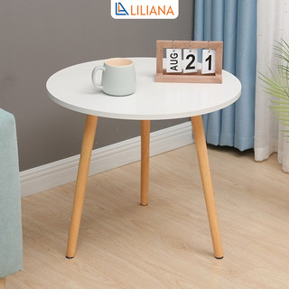 Bàn trà tròn chân gỗ sồi cao cấp decor phòng phong cách Vintage thương hiệu Liliana - BT50M