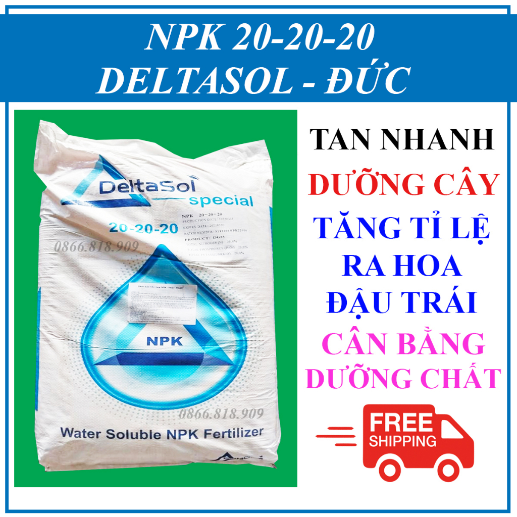 Phân Bón Đức Tan Nhanh NPK 20-20-20 Cân Bằng Dưỡng Chất Cho Hoa Và Cây