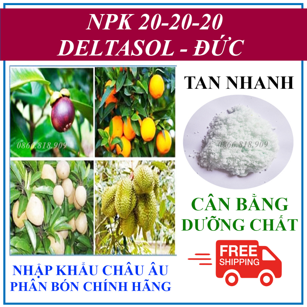 Phân Bón Đức Tan Nhanh NPK 20-20-20 Cân Bằng Dưỡng Chất Cho Hoa Và Cây