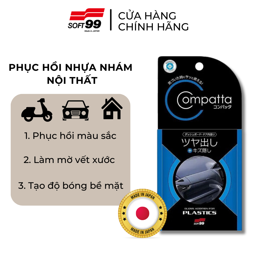 Phục Hồi Và Làm Bóng Nhựa Đen (Nội Thất Xe Ô Tô) Roompia Compatta L-87 SOFT99