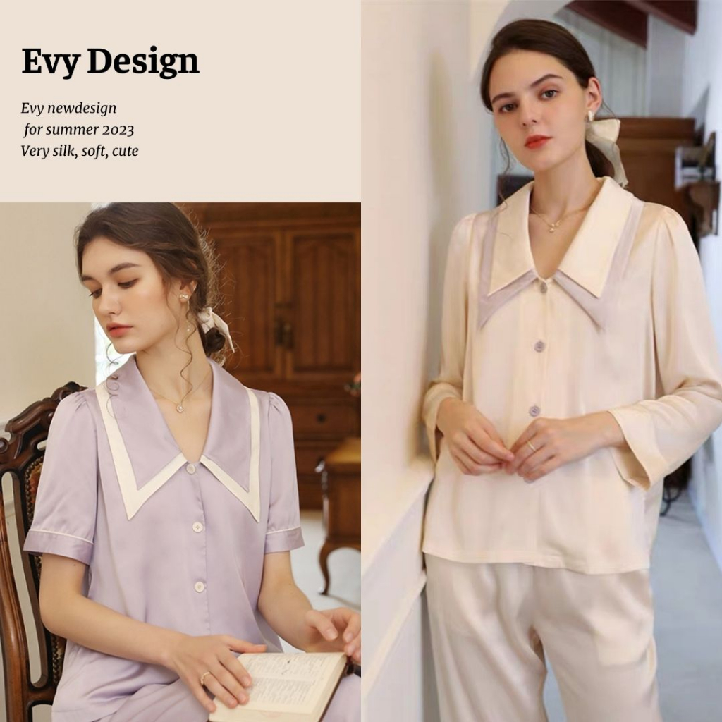 Bộ đồ ngủ lụa, bộ đồ pyjama lụa ngoc trai tiểu thư (BN04) ⚡️FREESHIP⚡️