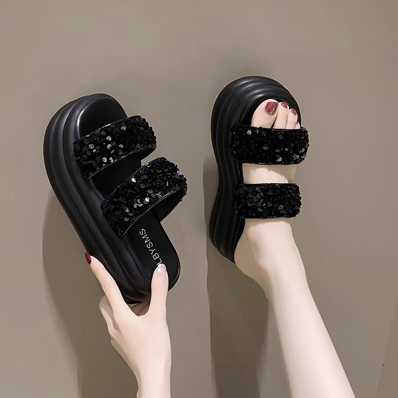 Dép đế dày quai phối kim sa sang chảnh