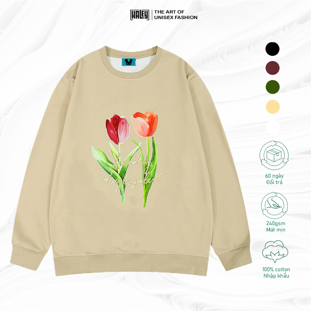 Áo Sweater HALEY HS56 Unisex Nam Nữ  Phong Cách Hàn Quôc Form Rộng Dày Dặn Chất Nỉ Bông Nỉ Lông Cáo Ấm Áp