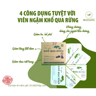 Kẹo ngậm ho - Viên ngậm ho khổ qua rừng Mudaru Hộp 20 viên dùng được cho