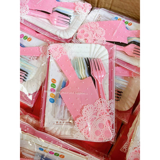 Bộ dao dĩa nến sinh nhật - Set 10 cao cấp