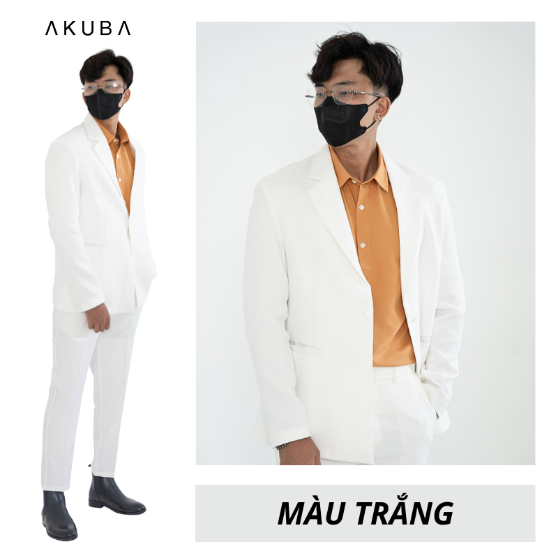 Áo khoác blazer nam AKUBA form regular, ít nhăn, đứng form, áo vest nam phong cách Hàn Quốc 01K0075