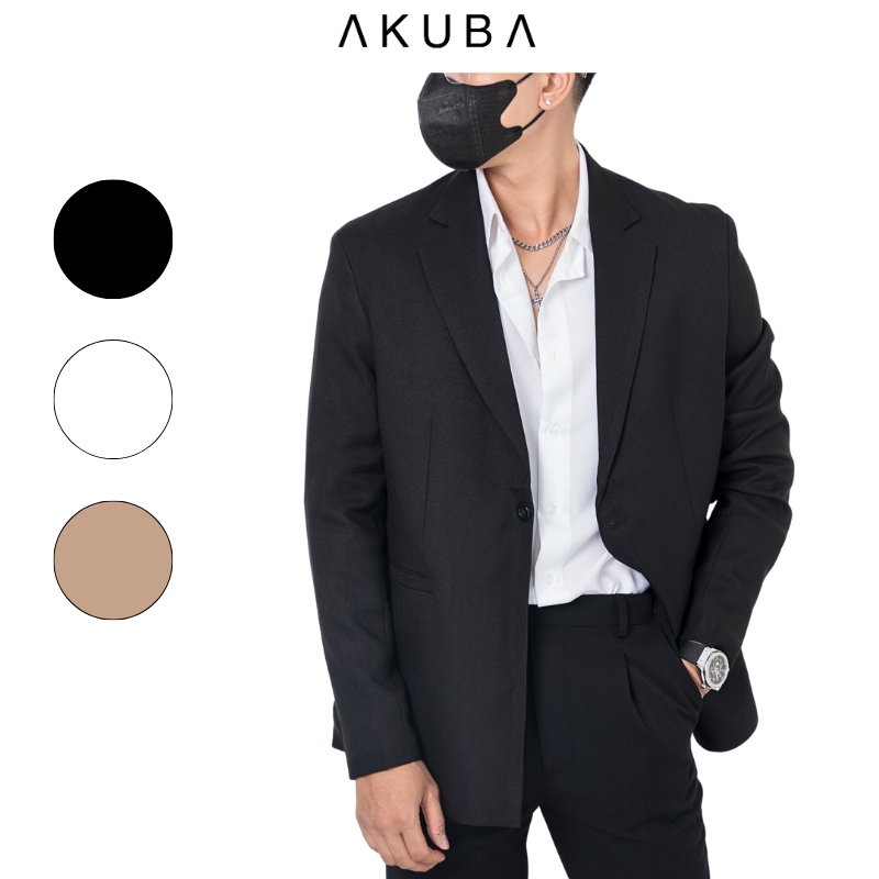 Áo khoác blazer nam AKUBA form regular, ít nhăn, đứng form, áo vest nam phong cách Hàn Quốc 01K0075