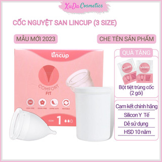 Cốc nguyệt san Lincup, cốc nguyệt san silicon y tế đạt chuẩn FDA, mềm mại, an toàn, cốc 3 size