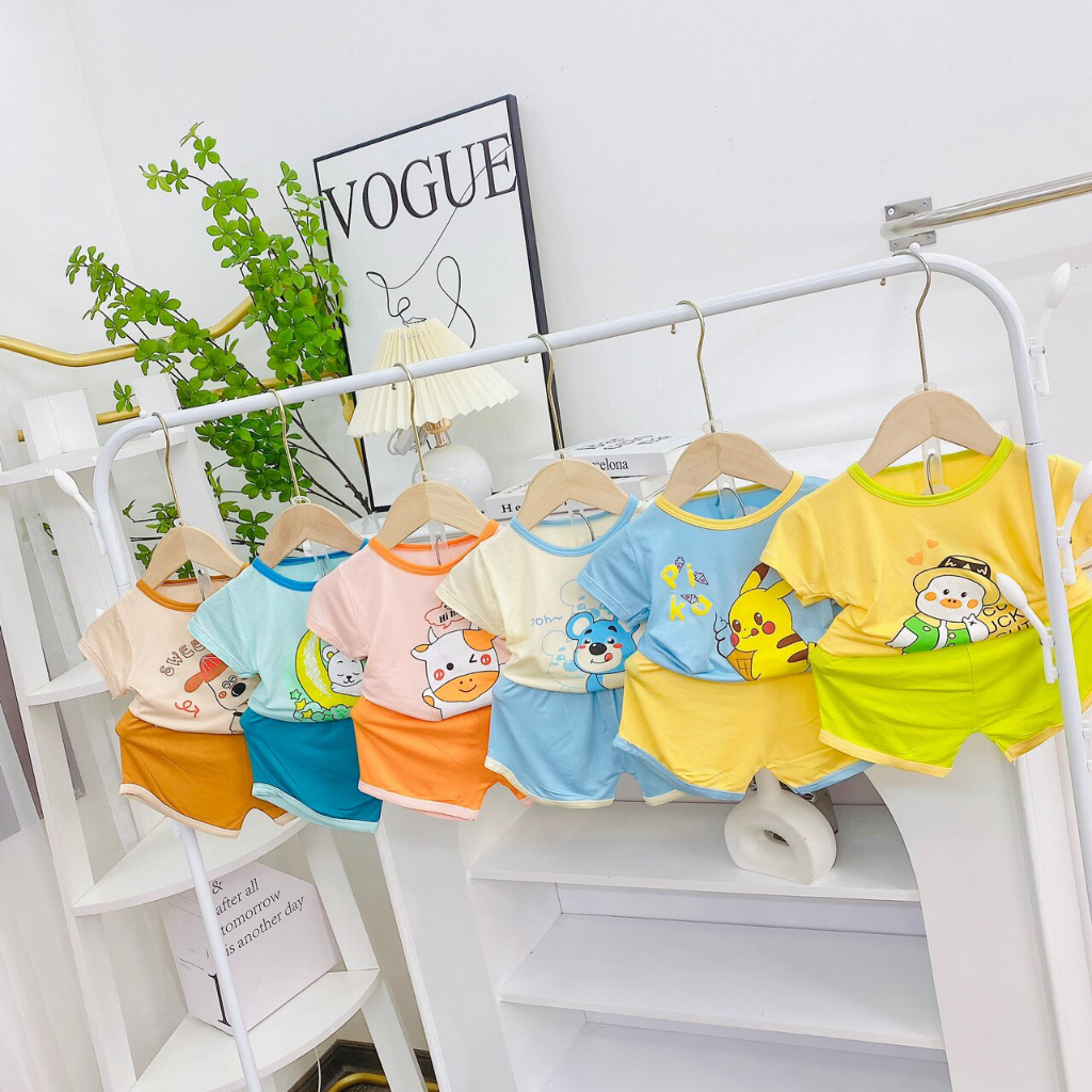 Bộ Cộc Tay THUN LẠNH MINKY MOM in hình thú dễ thương cho Bé