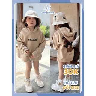 Áo nỉ hoodie có mũ mikebear cho bé , áo nỉ có mũ bé gái, trai unisex - Winni Kids