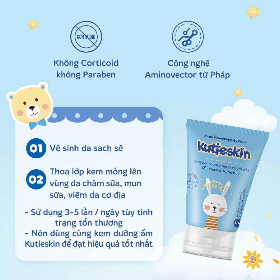 [Mã INBAU252 giảm 25K đơn 149K] Kutieskin 30gr dành cho da em bé bị chàm sữa