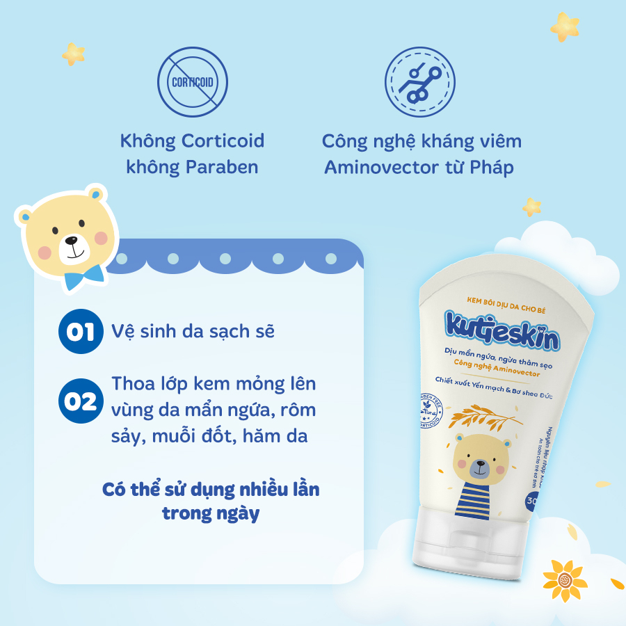 Kutieskin 30gr  - dịu mẩn đỏ, dịu vết ngứa, hăm da, muỗi đốt, côn trùng cắn