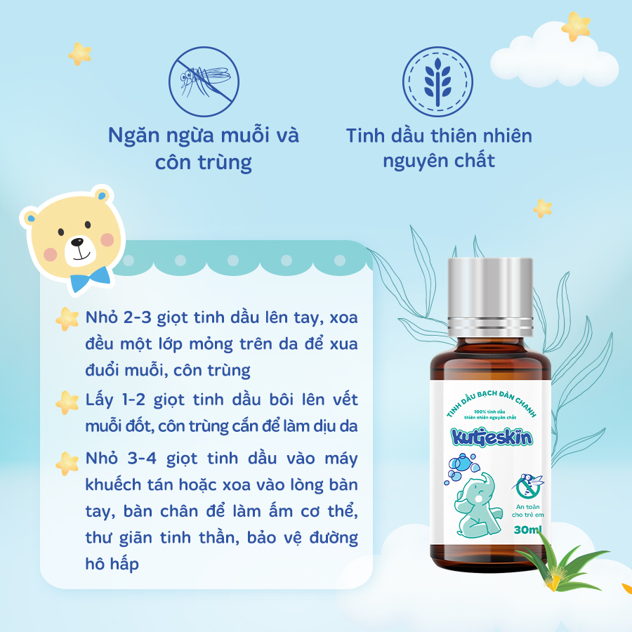 Tinh dầu đuổi muỗi, giữ ấm cơ thể cho bé Kutieskin (5ml)