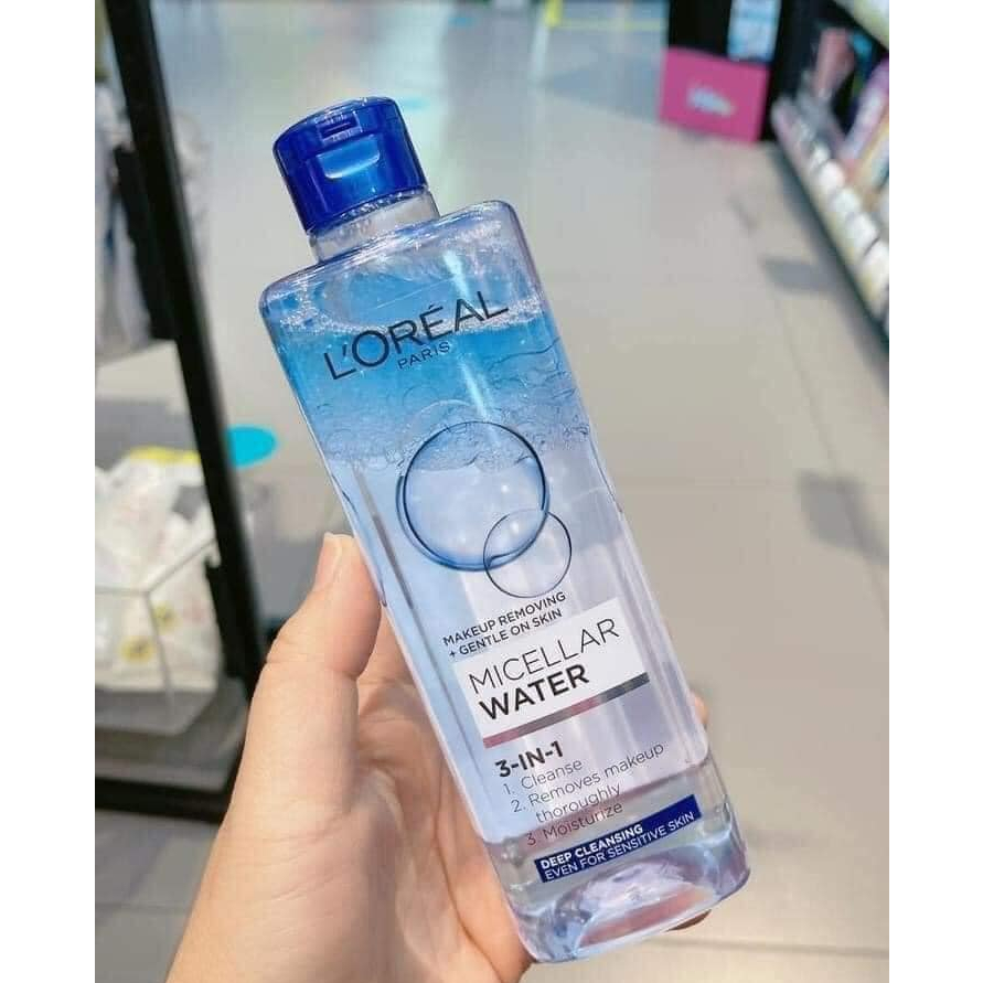 Nước Tẩy Trang 3 In 1 Micellar Làm Sạch Sâu L'Oréal Paris 400Ml XANH ĐẬM CHO DA TRANG ĐIỂM