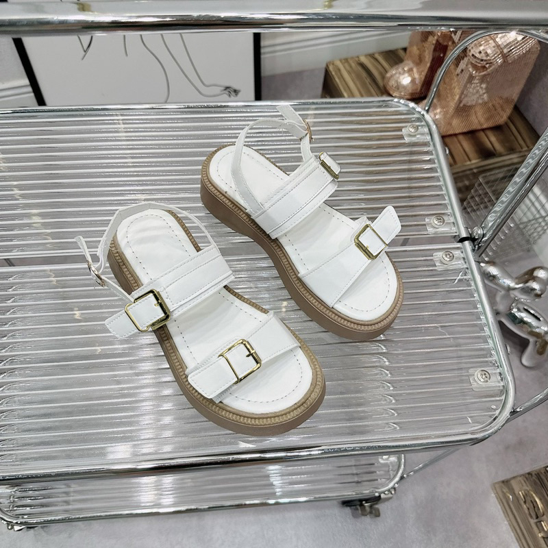 Giày Sandal Nữ Hở Ngón Mũi Tròn Đế dày Thoải Mái Quai Cài Phong Cách Hợp Thời Trang