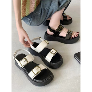 Giày Sandal Nữ Hở Ngón Mũi Tròn Đế dày Thoải Mái Quai Cài Phong Cách Hợp Thời Trang