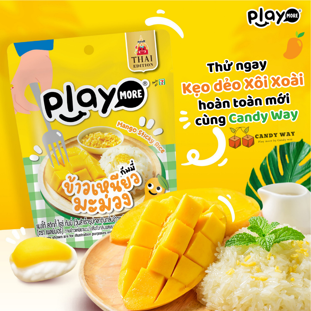 Kẹo dẻo xôi xoài Play more gói 64g