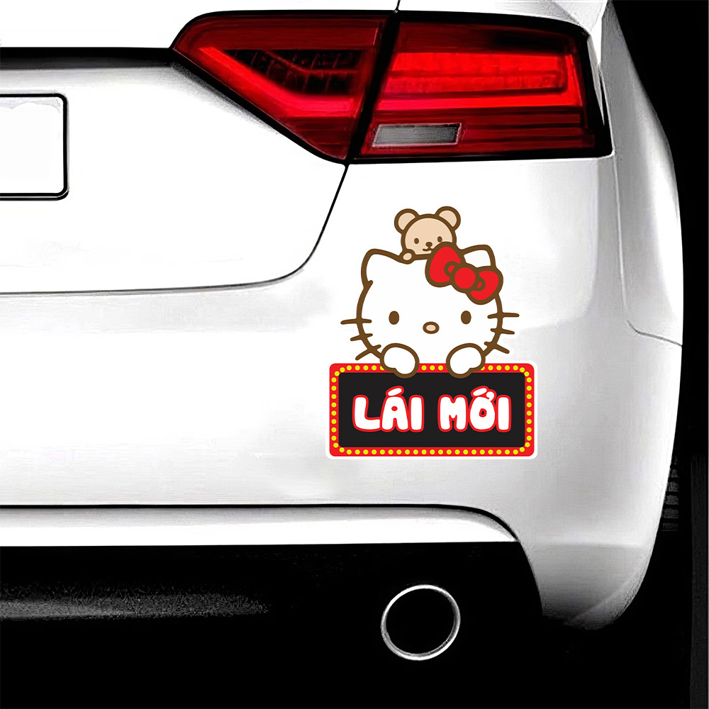 Combo 2 miếng dán sticker tem decal LÁI MỚI dành cho xe ô tô