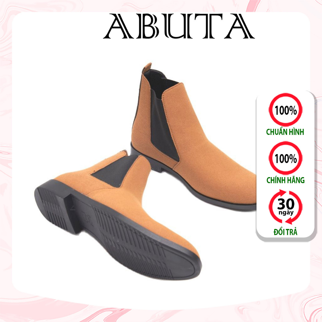 Giày bốt nam Chelsea Boots da lộn, cổ chun, đế cao 3cm khâu chắc chắn-CB548 vàng sp18