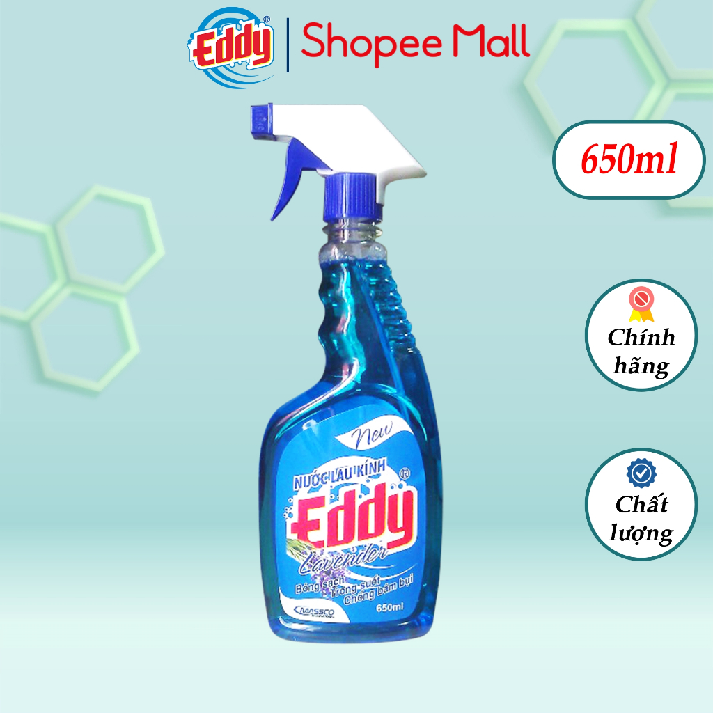 Nước lau kính đa năng EDDY 650ml lau sạch mọi bề mặt từ kính, mặt bếp, gỗ