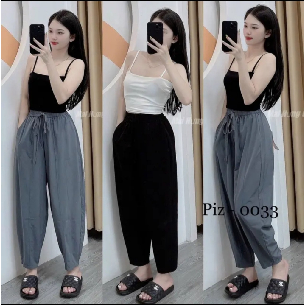 Quần bom xếp gân, quần bagy nữ đẹp cao cấp cạp chun bo gấu lưng cao chất gió thun lạnh siêu nhẹ mặc tôn dáng 4 màu- HQ