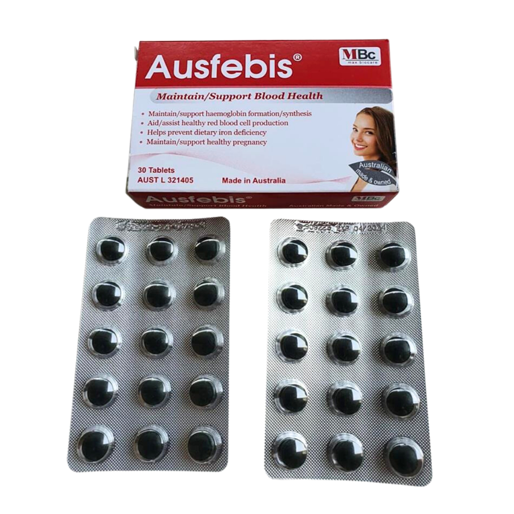 Viên uống bổ sung Sắt và Vitamin phòng ngừa thiếu máu Ausfebis 30 viên chính hãng đủ hoá đơn