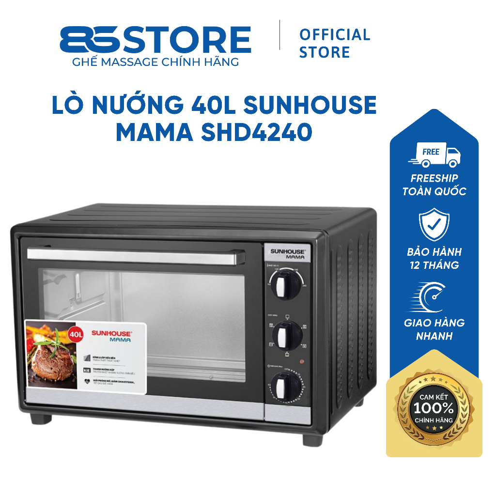 Lò Nướng SUNHOUSE MAMA SHD4240 40L Thanh Nướng Kép Truyền Nhiệt Nhanh Nướng Chín Đều Có Chế Độ Hẹn Giờ