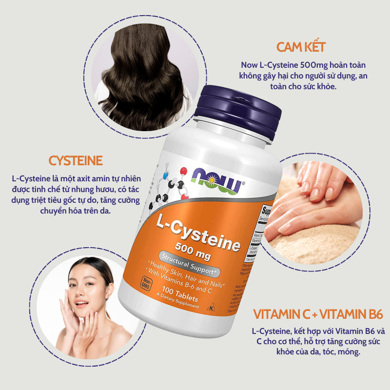 Combo hỗ trợ trắng da giảm mụn nám tàn nhang L-Cysteine 500mg + Glutathione 500mg