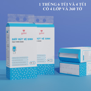 KHĂN GIẤY RÚT VỆ SINH TREO TƯỜNG GUMI THÙNG 6 VÀ 4 TÚI CAO CẤP VỎ XANH