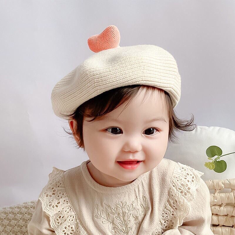 Mũ nón len tim nồi cho bé 6-36m cực xinh