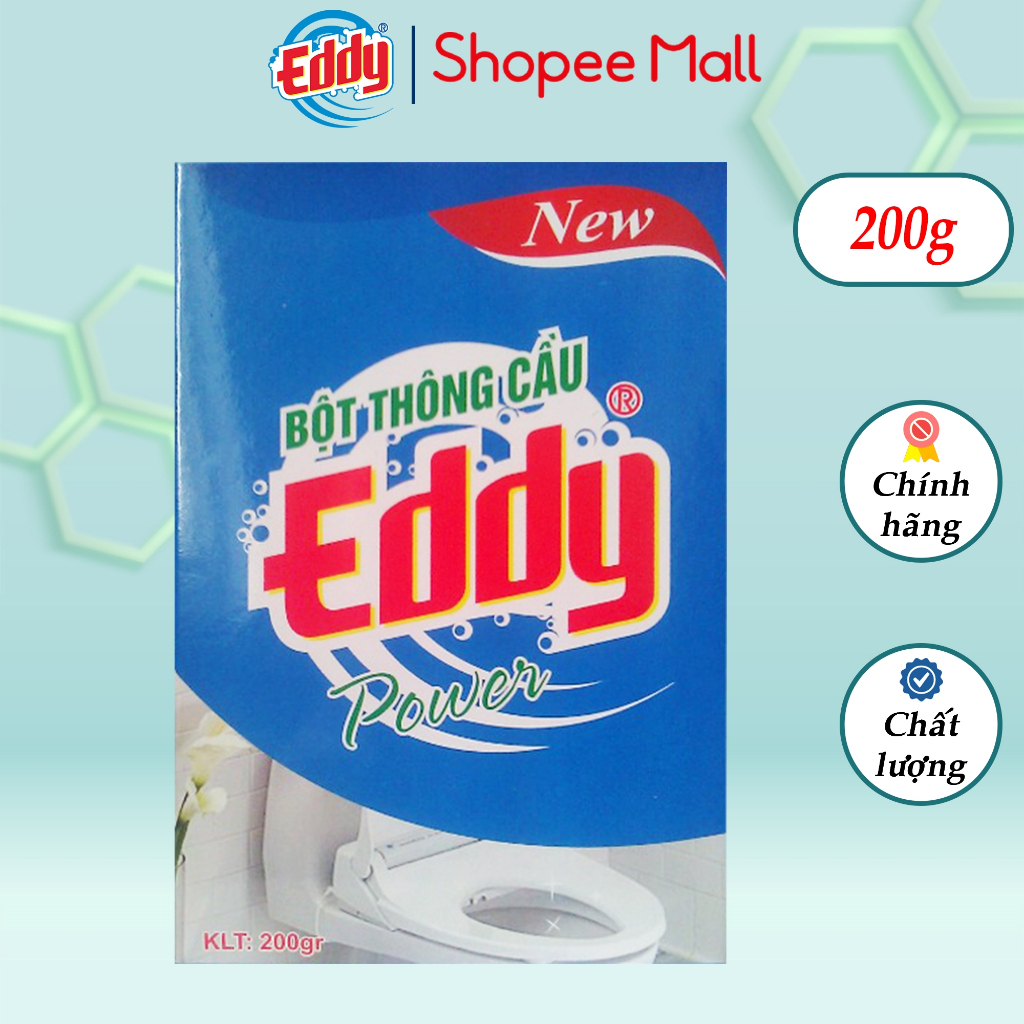 Bột thông Cầu EDDY 200g giúp phân hủy cặn bã thông bồn cầu, nhà vệ sinh