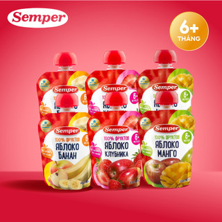  Combo 6 gói mix Trái cây nghiền các vị Semper 90g dành cho bé từ 6 tháng trở lên 