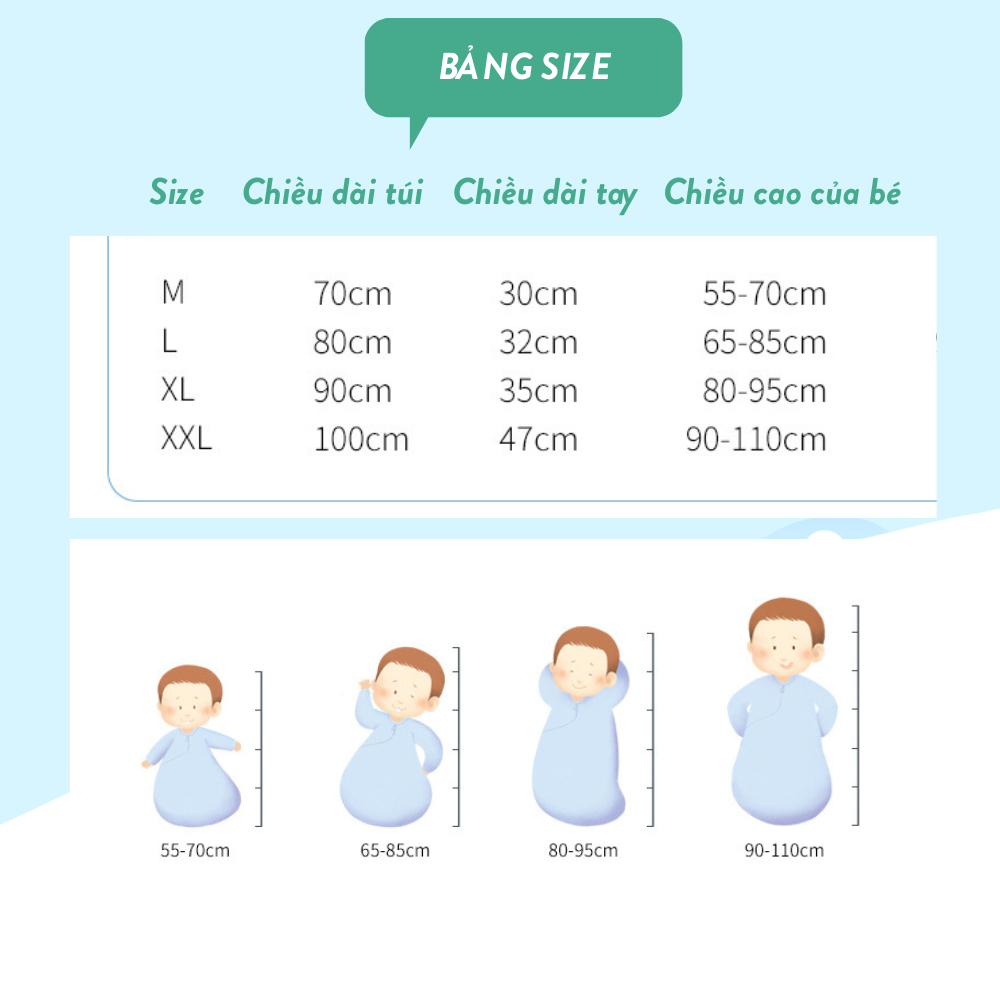 Túi Ngủ Trẻ Em/Túi Ngủ Cho Bé Mùa Đông Trần Bông Siêu ấm