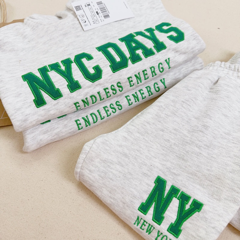Set bộ nỉ bé trai hoodie NYC DAY Zara 2-5T