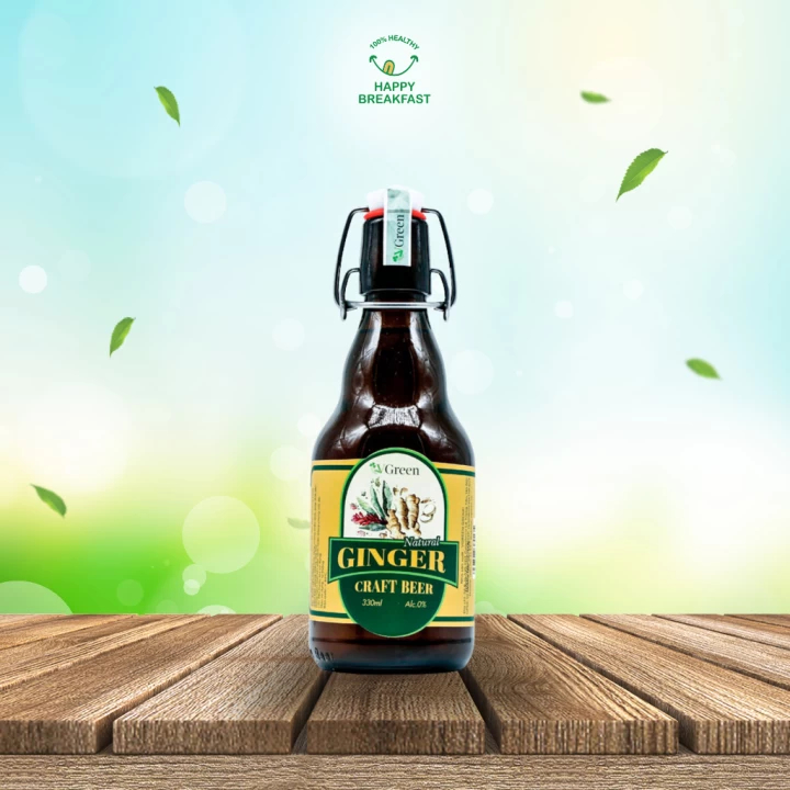 Bia Gừng Vàng Không Độ (Lên Men Từ Kombucha & Gừng Vàng) V Green 330ml – Ginger Beer
