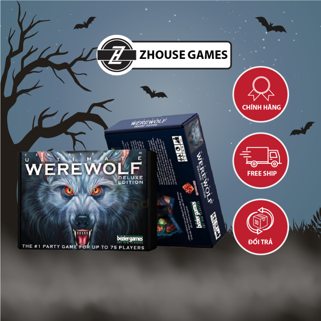 Bộ bài board game Ma Sói Ultimate Werewolf Deluxe Edition 78 lá giải trí, xả stress cho cặp đôi bạn bè gia đình Zhouse