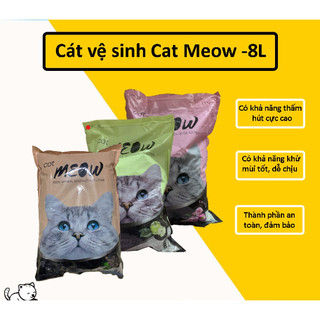 Cát Meow Cát Vệ Sinh Cho Mèo, vón và khử mùi tốt thơm mùi Cafe bao đóng 8L