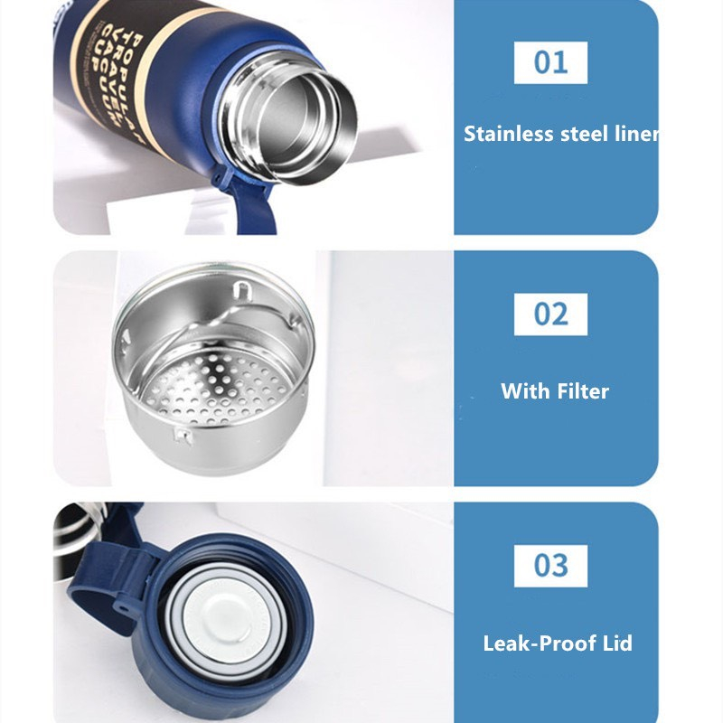 Bình Giữ Nhiệt INOX SUS304 Giữ Nhiệt 18h có dây treo tiện lợi 1100ml - NENON