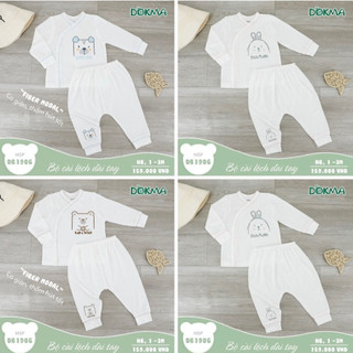 Bộ sơ sinh cài lệch dài tay modal - petit Dokma
