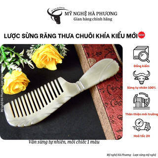 Lược sừng chuôi khía răng thưa mẫu mới - Mỹ nghệ Hà Phương, lược gỡ rối và mát xa thư giãn
