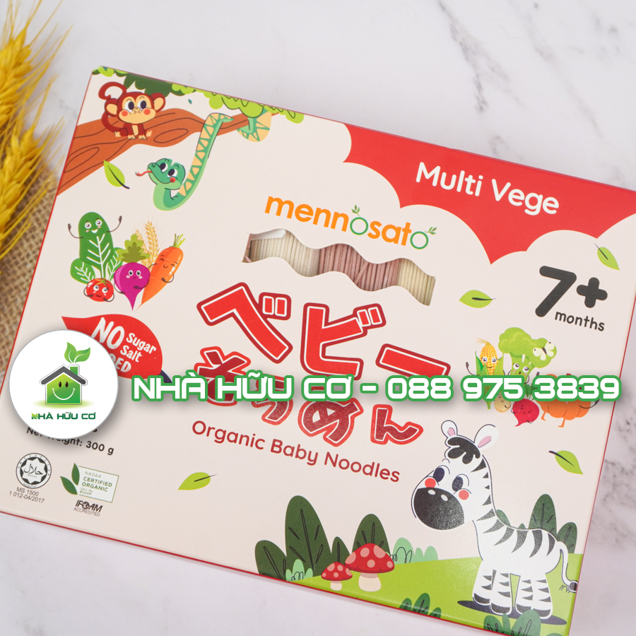 Mì sợi hữu cơ cho bé hỗn HỖN HỢP RAU CỦ 10 vị - MENNOSATO cho bé từ 7m - Date: 14/8/2025 - Nhà hữu cơ
