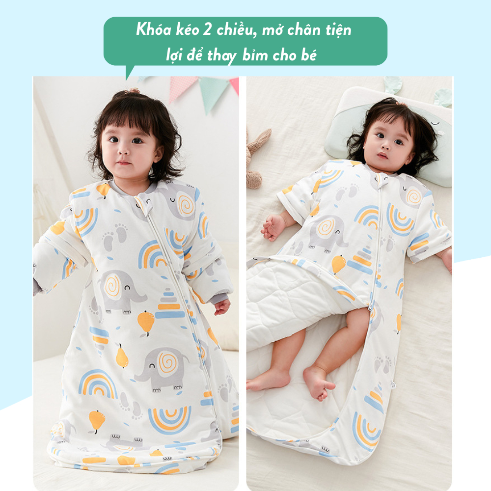 Túi Ngủ Cho Bé/ Túi Ngủ Trẻ Em Mùa Đông Trần Bông Siêu Ấm Áp