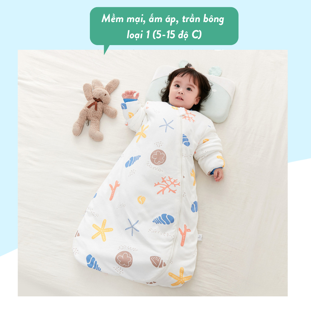 Túi Ngủ Cho Bé/ Túi Ngủ Trẻ Em Mùa Đông Trần Bông Siêu Ấm Áp