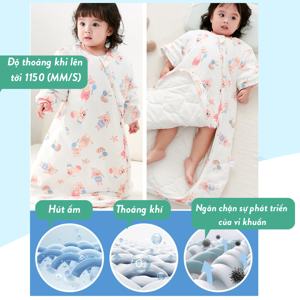 Túi Ngủ Cho Bé/ Túi Ngủ Trẻ Em Mùa Đông Trần Bông Siêu Ấm Áp