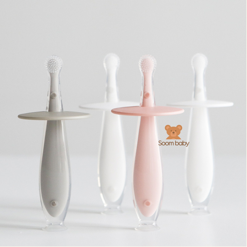 Bàn chải đánh răng đầu silicon siêu mềm có miếng hút cho bé Bonbon Dailylike Hàn Quốc an toàn cho bé từ 3-24 tháng tuổi