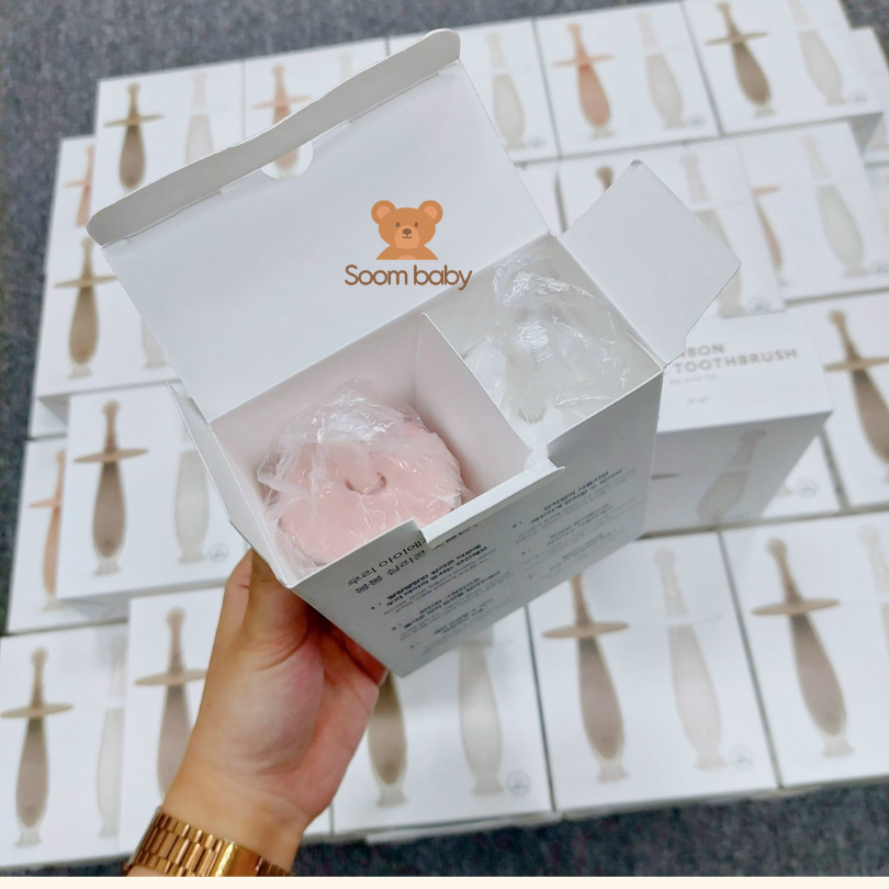 Bàn chải đánh răng đầu silicon siêu mềm có miếng hút cho bé Bonbon Dailylike Hàn Quốc an toàn cho bé từ 3-24 tháng tuổi